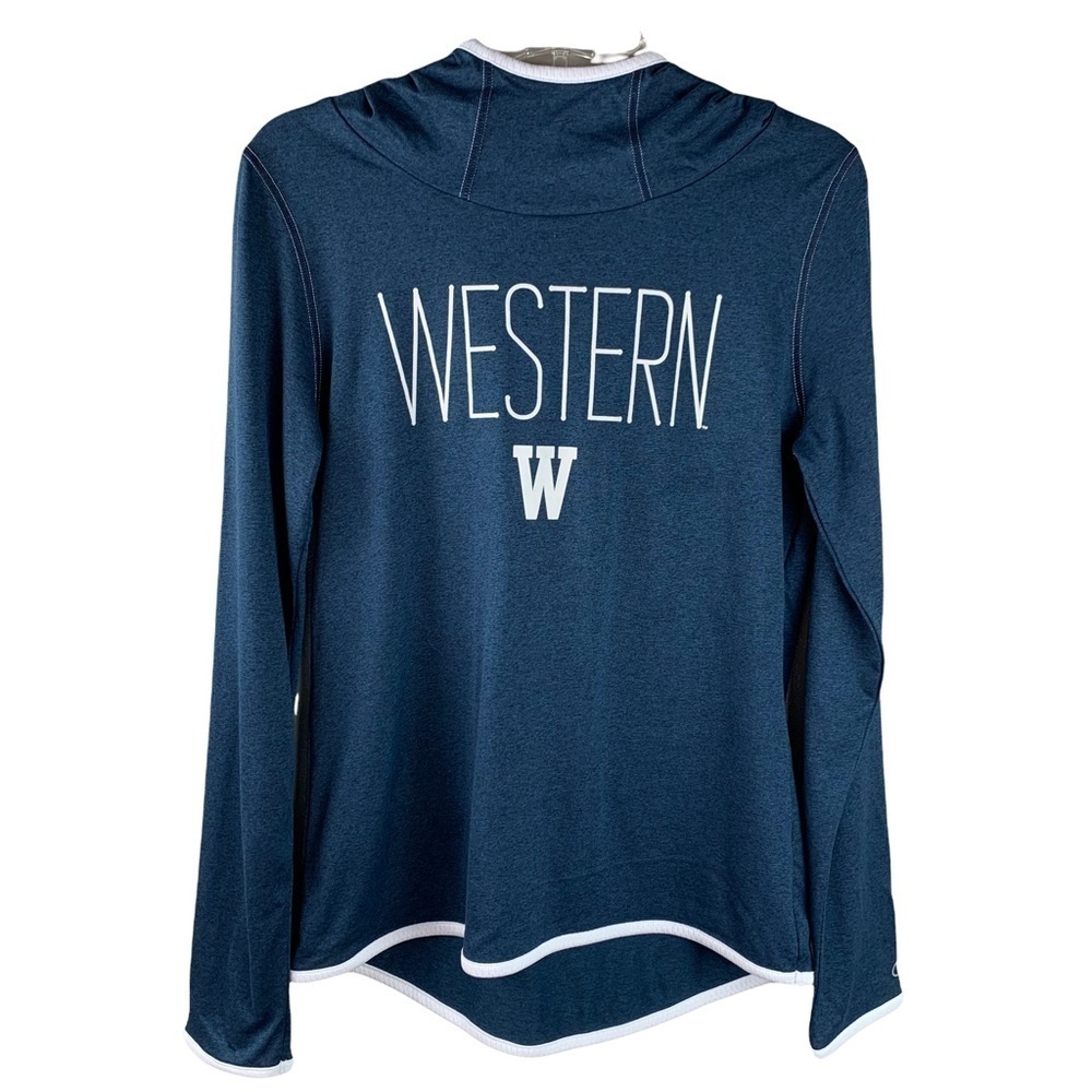 Champion Western Blue Hooded Pullover Long Sleeve Top Size Medium